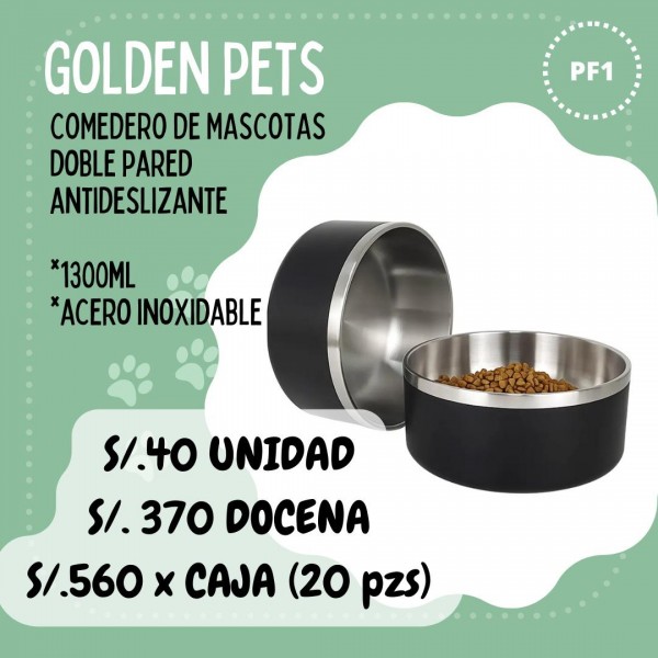 Comedero de Mascotas Doble Pared Antideslizante *1300ML